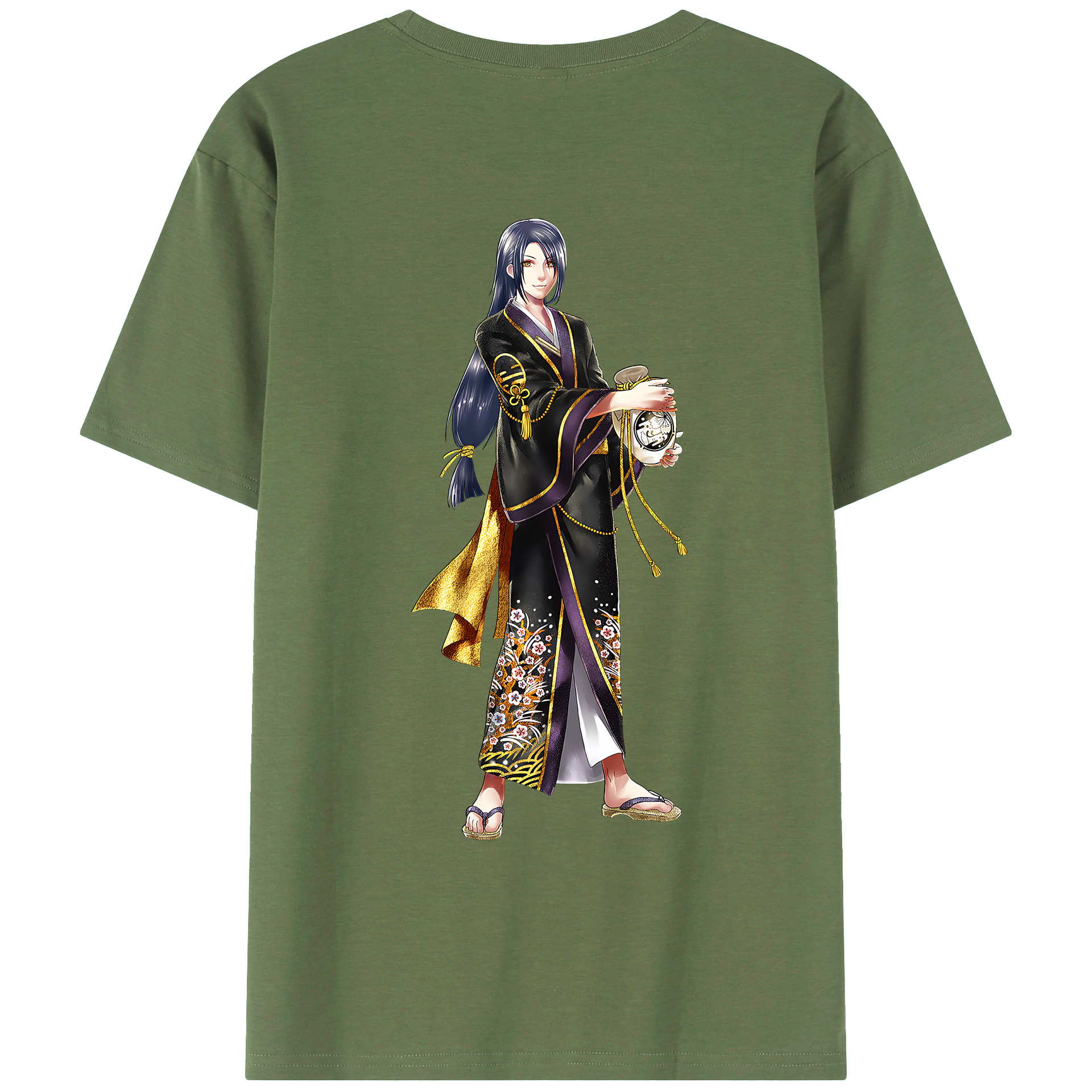 （画像用） 刀剣乱舞 Touken Ranbu 綿100％ メンズ半袖Tシャツ（バックプリント） 通気性